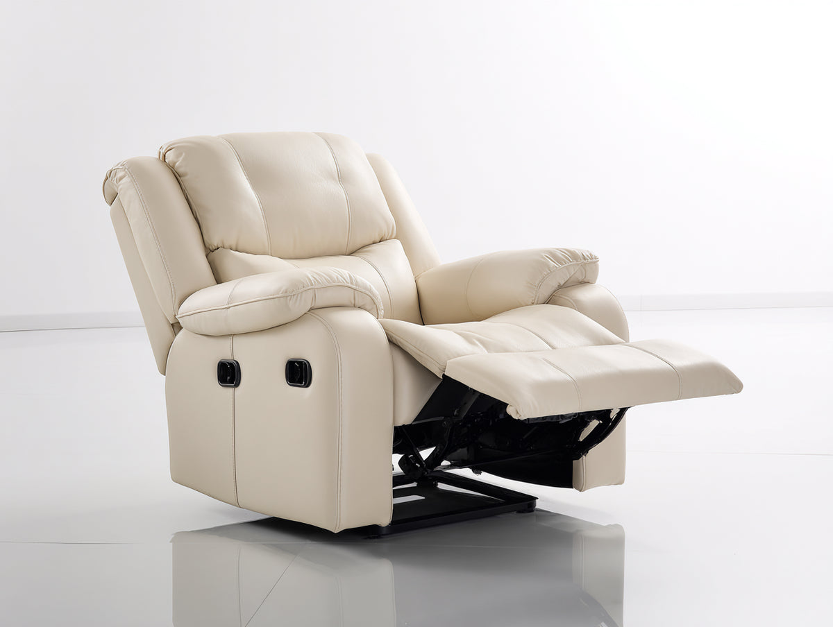 Liegesessel gepolstert 95x92x105 cm - Beige - verstellbare Rückenlehne mit ausklappbarer Fußstütze