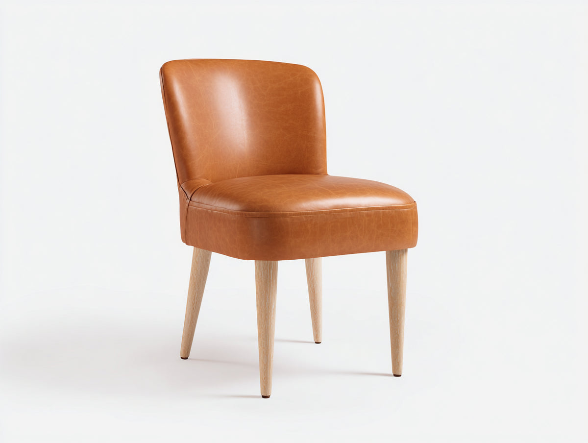 Esszimmerstühle Kunstleder 51x57x87 cm Cognac-Naturholz - gepolsterte Sitzfläche - moderner Esszimmerstuhl