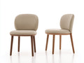 Esszimmerstühle 2er Set gepolstert 52x56x82 cm - Beige-Braun - abgerundete Rückenlehne und modernes Holzdesign