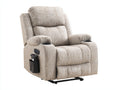 Liegesessel Stoff und Metall 90x96x108 cm - Beige - Gepolsterter Relaxsessel mit Fußstütze 2 Getränkehaltern und Seitentasche