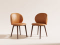 Esszimmerstühle 2er Set gepolstert 54x57x81 cm - Braun-Dunkelbraun - geschwungene Rückenlehne und modernes Design
