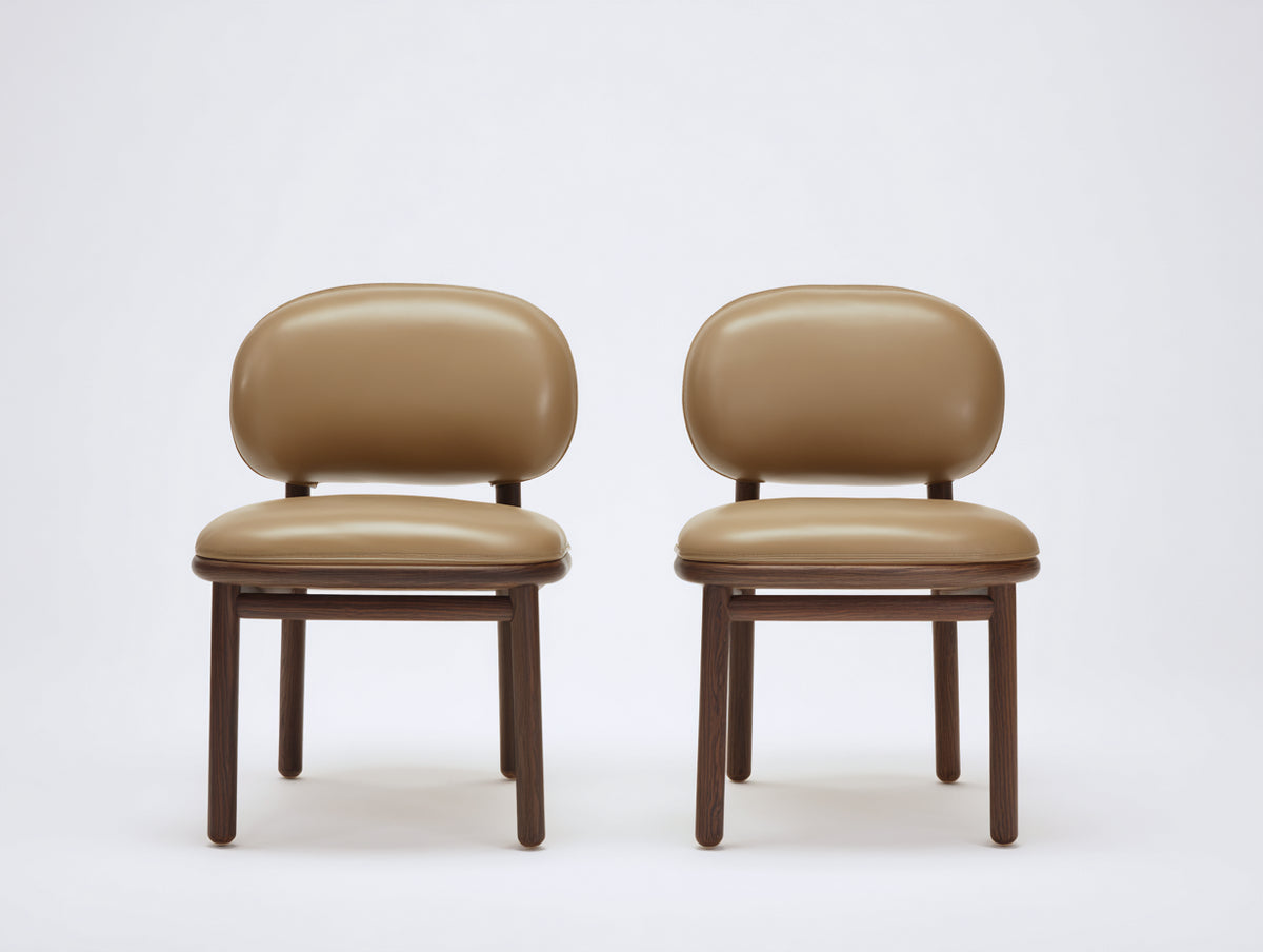 Esszimmerstühle 2er Set gepolstert 52x55x82 cm - Braun-Dunkelbraun - abgerundete Rückenlehne und modernes Design