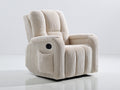 Liegesessel Cordstoff und Teddy-Stoff 88x92x106 cm - Creme - Gepolsterter Relaxsessel mit seitlicher Bedienung und Aufbewahrungstasche