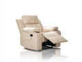 Liegesessel Kunstleder und Metall 90x95x105 cm - Beige - Gepolsterter Relaxsessel mit ausklappbarer Fußstütze und Getränkehaltern