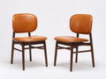2er-Set Esszimmerstühle - Gepolstert in Lederoptik 50 x 55 x 82 cm - Cognacbraun Dunkelholz im Retro Design