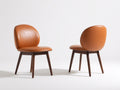 Esszimmerstühle Kunstleder 52x56x84 cm Cognac-Dunkelbraun - 2er-Set - gepolsterte Rundrückenform
