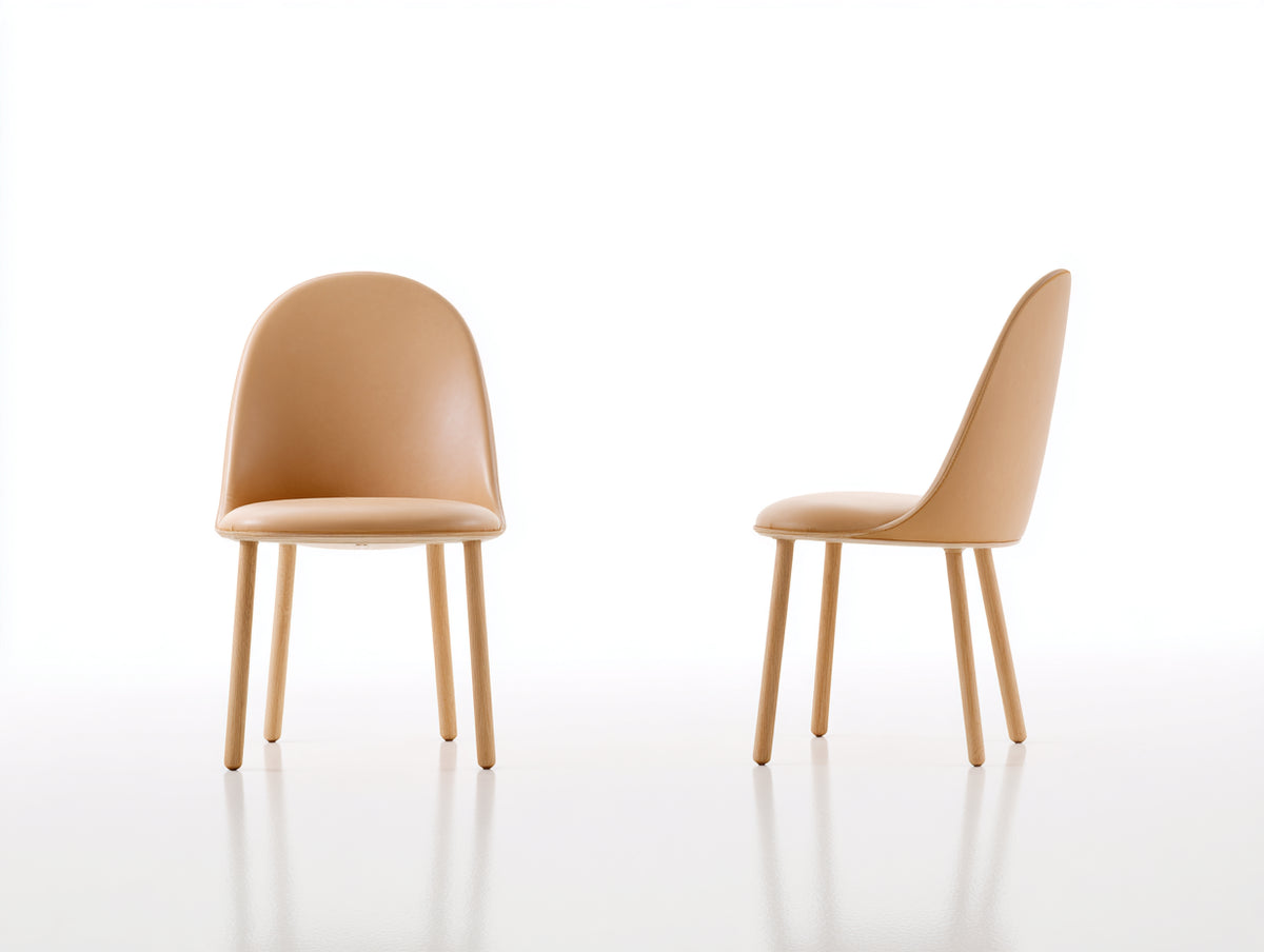 Esszimmerstühle Kunstleder 50x55x86 cm Cognac-Naturholz - 2er-Set - geschwungene Rückenlehne