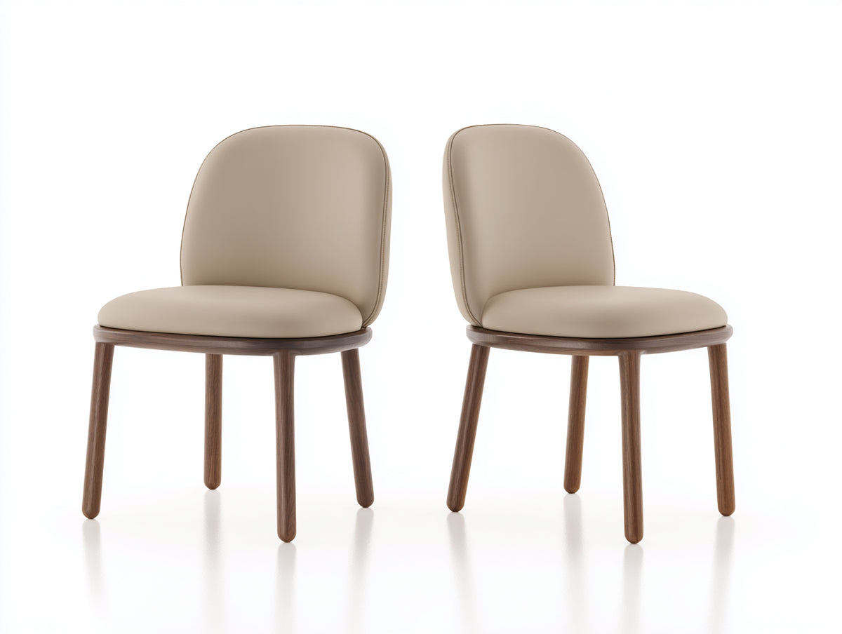 Esszimmerstühle Kunstleder gepolstert 51x56x84 cm - Beige Dunkelbraun - abgerundete Rückenlehne modernes Design