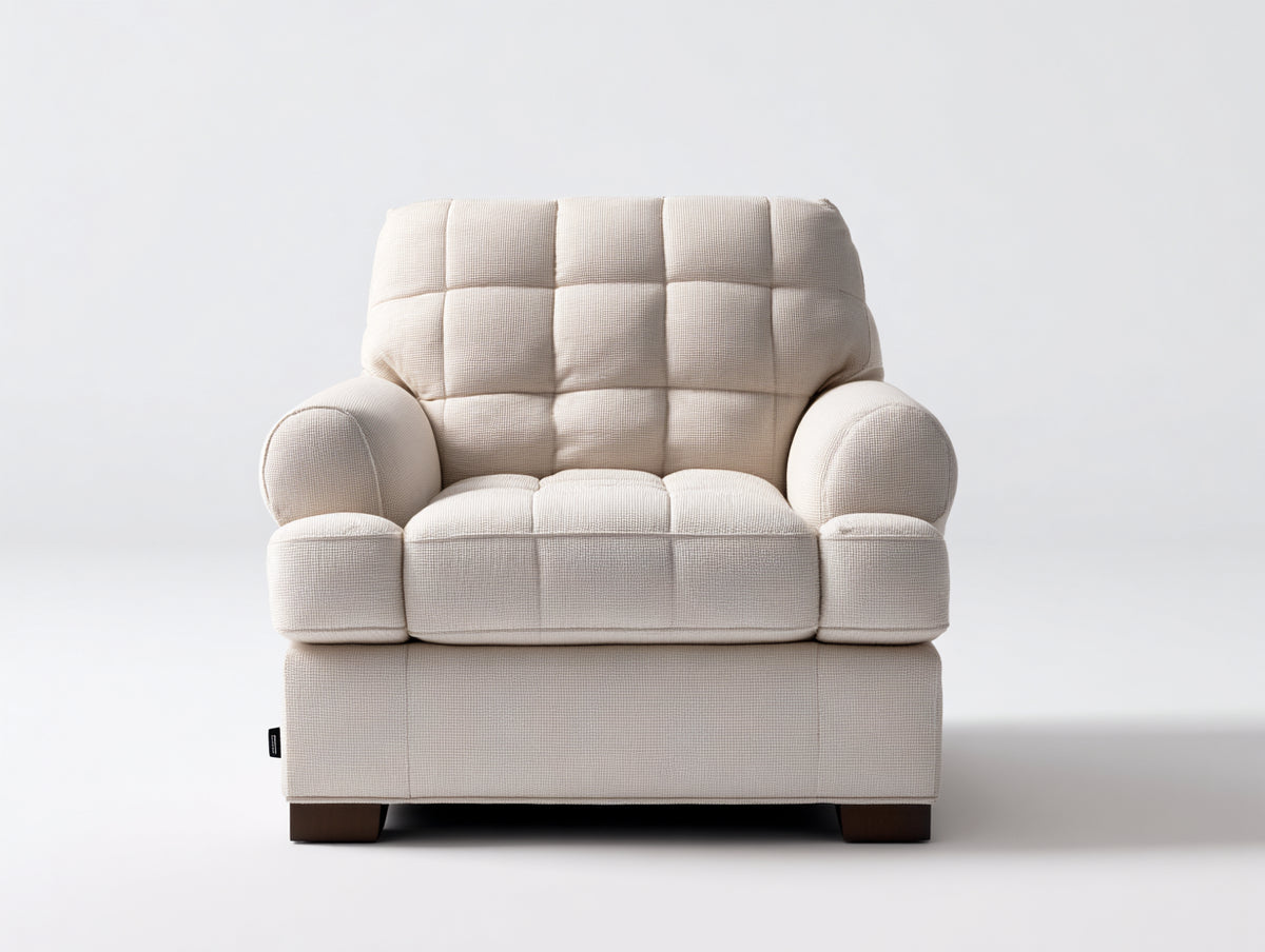 Liegesessel gepolstert 96x92x105 cm - Beige - breite Armlehnen und komfortable Stepppolsterung