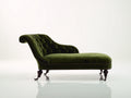 Chaiselongues Samt 185x78x92 cm Dunkelgrün-Dunkelbraun - Knopfheftung - klassischer Relaxsitz
